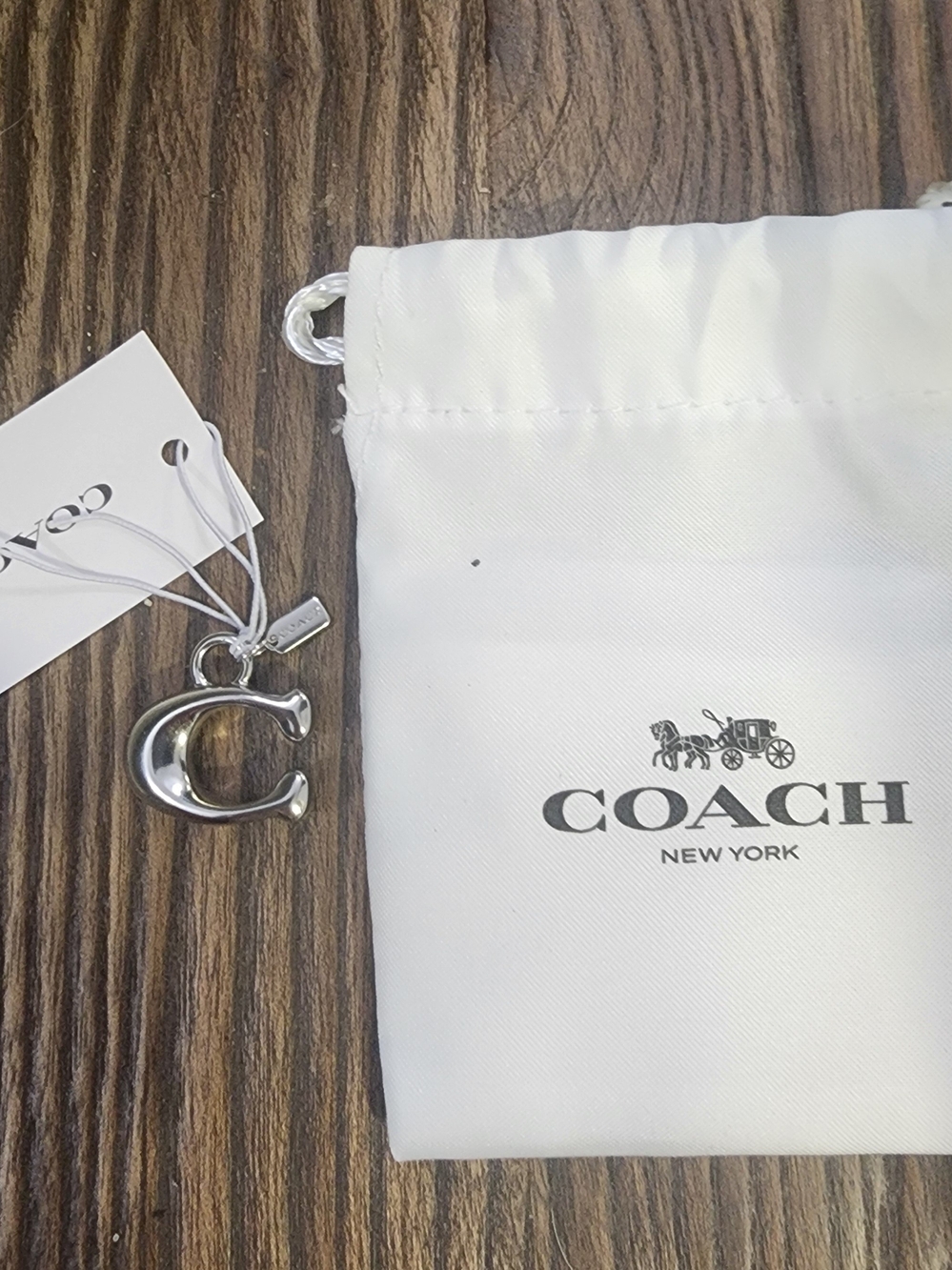 Coach Silver 'C' Logo Key Charm With Dustbag